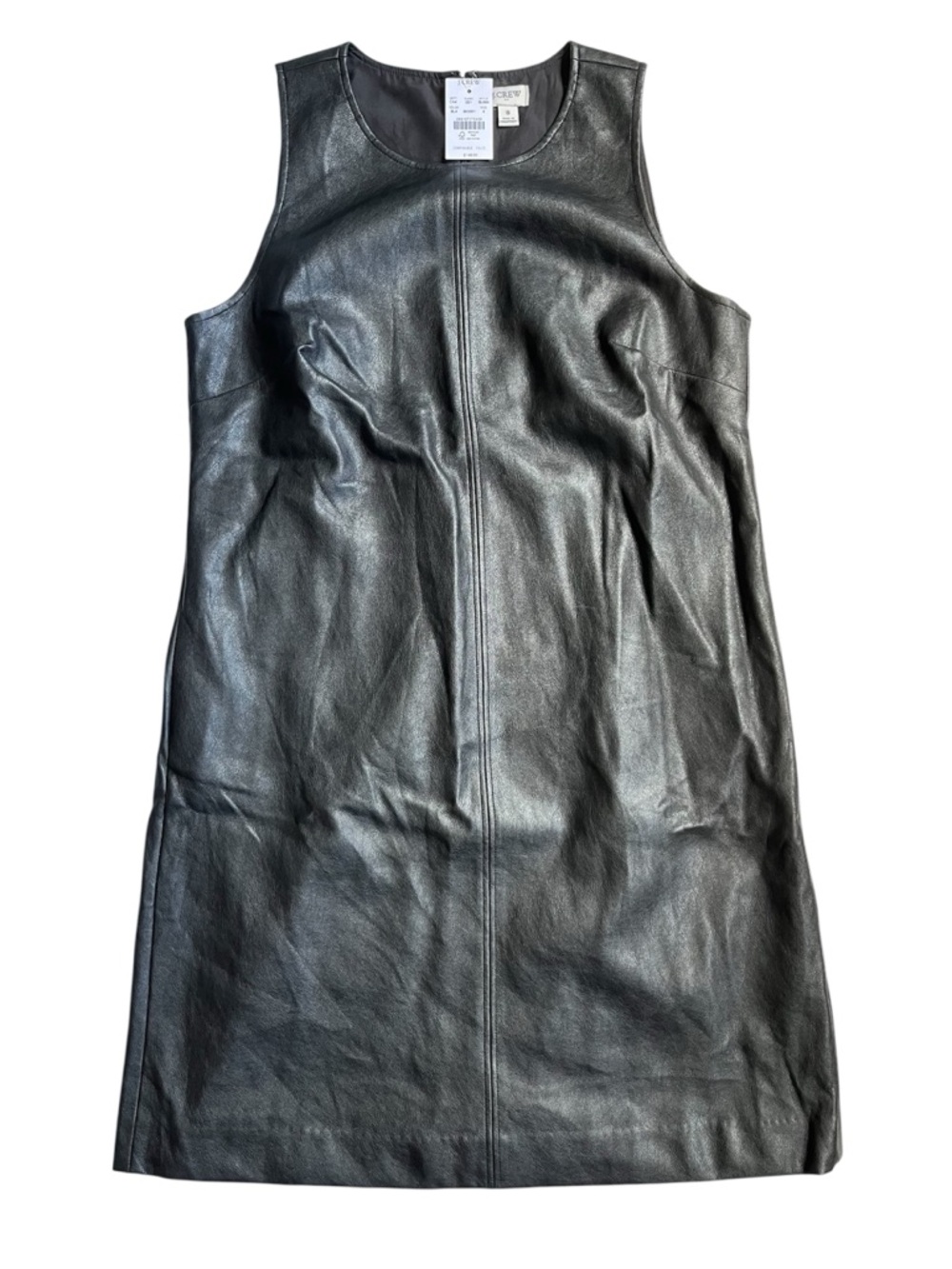 NWT J. Crew Black Vegan Leather Sleeveless Shift Dress